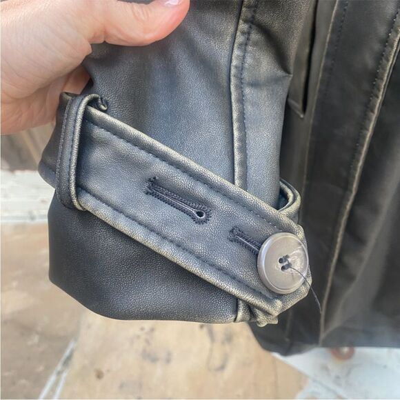 Zara distressed faux leather trench Size M - Picture 6 of 8